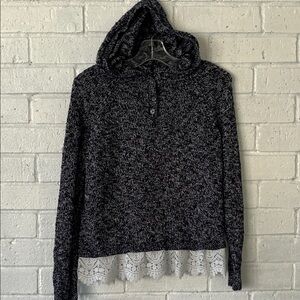 Abercrombie Kids Hooded Long Sleeve Knit Sweater Lace Detail Size 11/12
